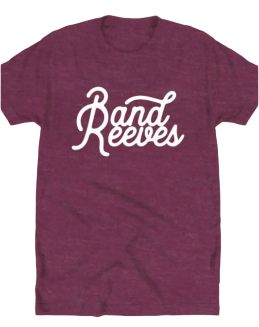 Burgundy “Band Reeves” with white puff print tshirt